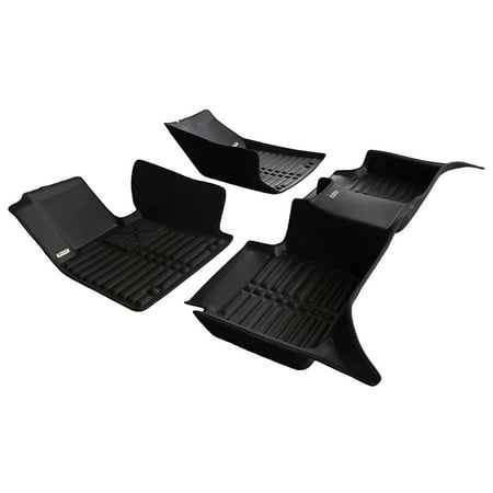 Waterproof All Weather TuxMat Custom Car Floor Mats for Hyundai Genesis Sedan AWD 2015-2016 Models Laser Measured Largest Coverage The Ultimate Winter Mats Full Set - Black